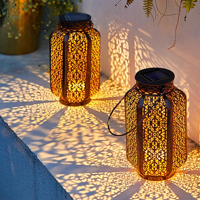 Solar-Powered LED Hanging Lantern Retro Style