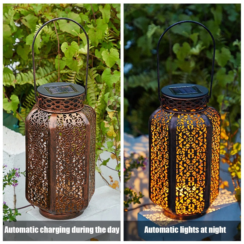 Solar-Powered LED Hanging Lantern Retro Style