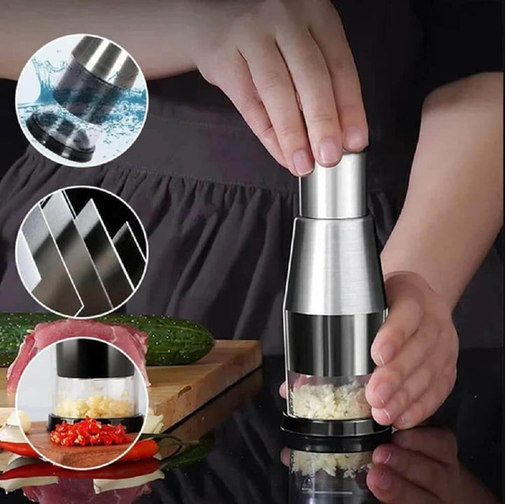 Stainless Steel Manual Food Chopper Enclosed Blade Design