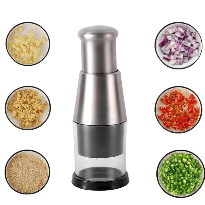 Stainless Steel Manual Food Chopper Enclosed Blade Design