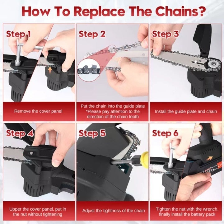 Electric Mini Chainsaw 6-Inch Compact Lightweight