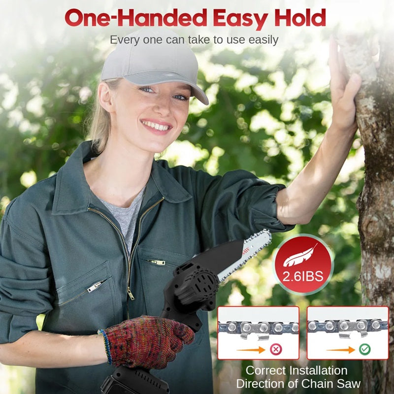 Electric Mini Chainsaw 6-Inch Compact Lightweight