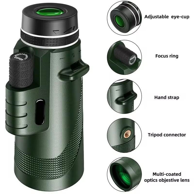 Portable HD Monocular Telescope Compact Lightweight Design