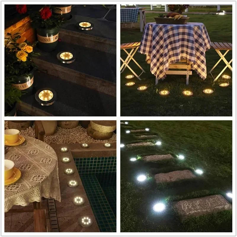 Outdoor Solar Path Lights Warm LED Rechargeable Battery Stake Mount