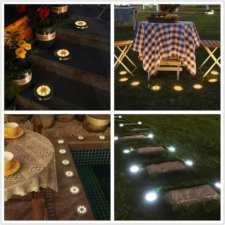 Outdoor Solar Path Lights Warm LED Rechargeable Battery Stake Mount