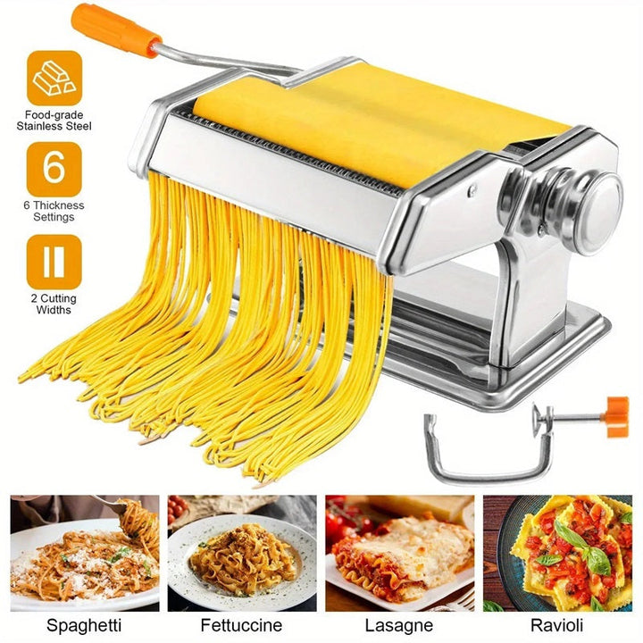 Compact Stainless Steel Pasta Maker Adjustable Thickness