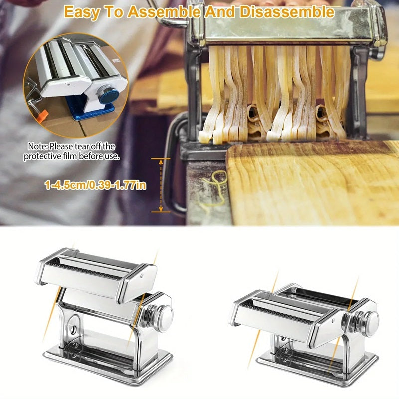 Compact Stainless Steel Pasta Maker Adjustable Thickness