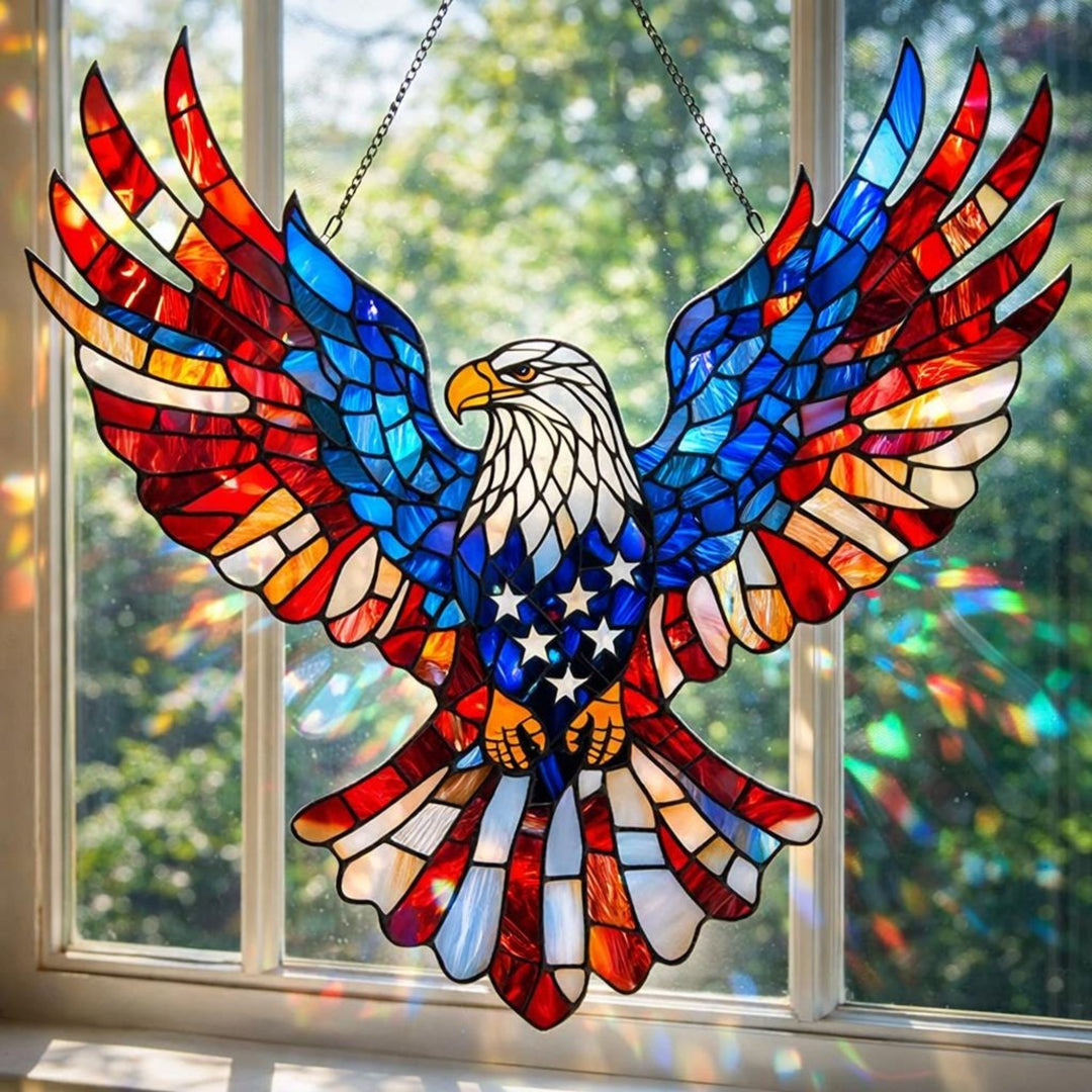 Decorative Stained Glass Suncatcher with Metal Hanging Chain
