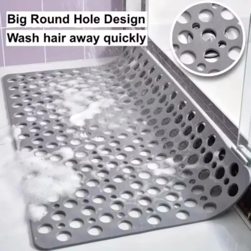 Textured Shower Mat Suction Cup Base With Drainage Holes