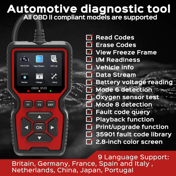Diagnostic Code Reader with Live Data and Freeze Frame for Vehicles