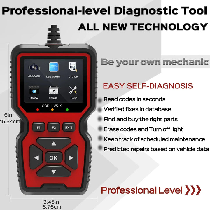 Diagnostic Code Reader with Live Data and Freeze Frame for Vehicles