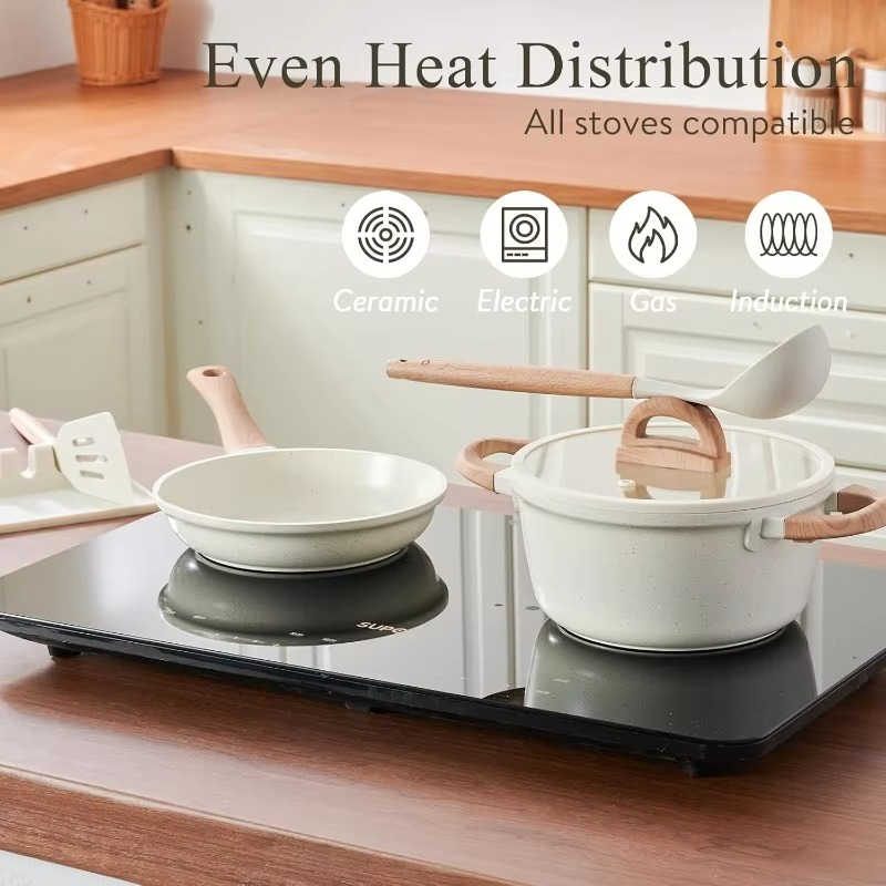 Ceramic Nonstick 22-Piece Cookware Set Tempered Glass Lids