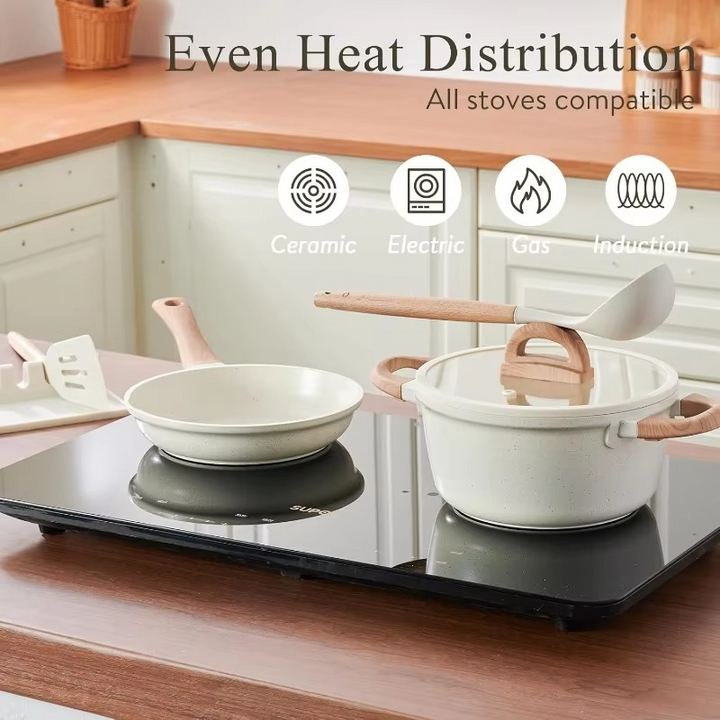 Ceramic Nonstick 22-Piece Cookware Set Tempered Glass Lids