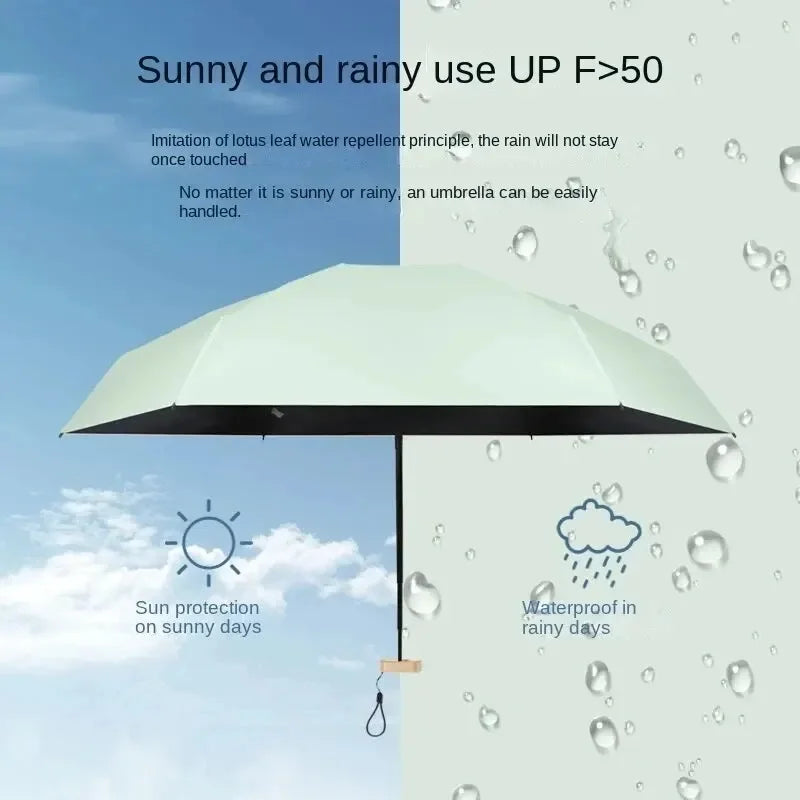 Compact Folding Umbrella Waterproof Vinyl Lightweight with UV