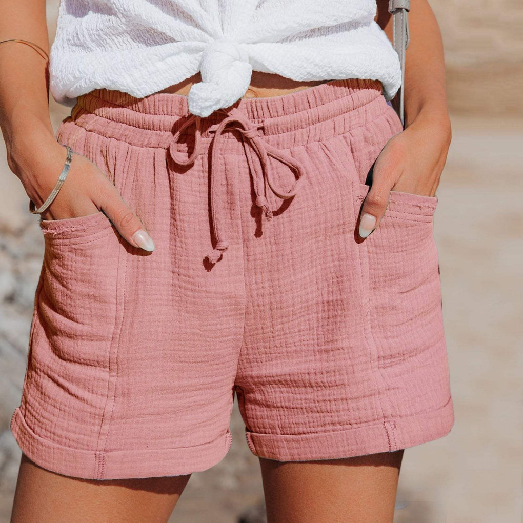 Mid-Thigh Shorts Drawstring Waist Relaxed Fit