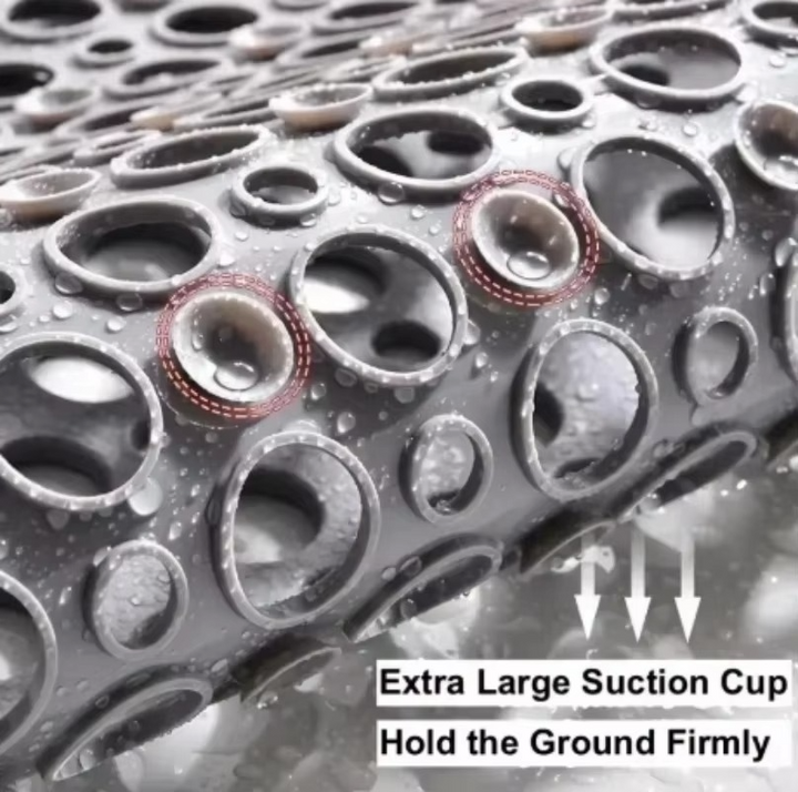 Textured Shower Mat Suction Cup Base With Drainage Holes