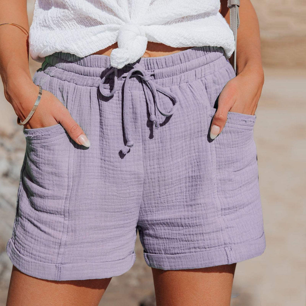 Mid-Thigh Shorts Drawstring Waist Relaxed Fit
