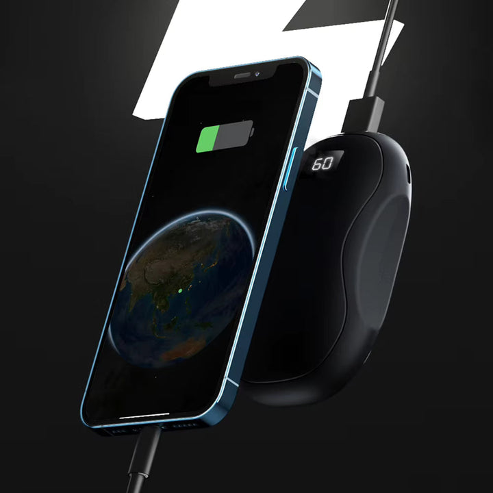 Portable Hand Warmer Power Bank with Digital Display Carbon Crystal