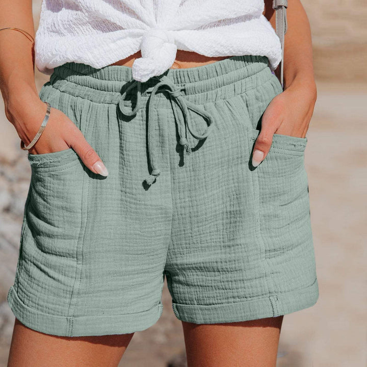 Unisex Mid-Thigh Shorts Drawstring Waist Relaxed Fit - Lenila