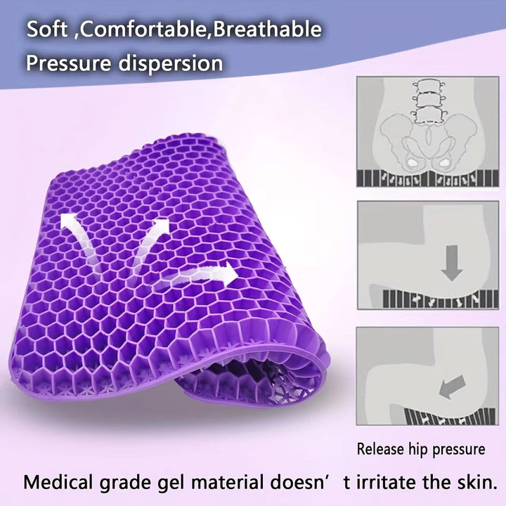 Gel Seat Cushion Honeycomb Grid Breathable Mesh Cover Machine Washable