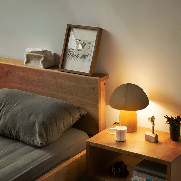 Wooden Table Lamp Mushroom Shape