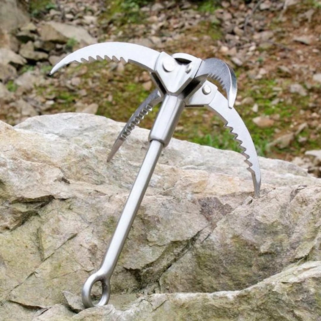 Folding Grappling Hook Steel Four Curved Prongs Heavy Duty - Lenila