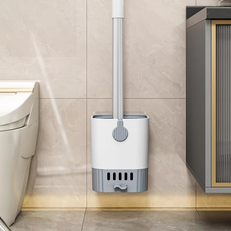 Flexible Toilet Brush Extended Handle Wall Mounted Holder - Lenila