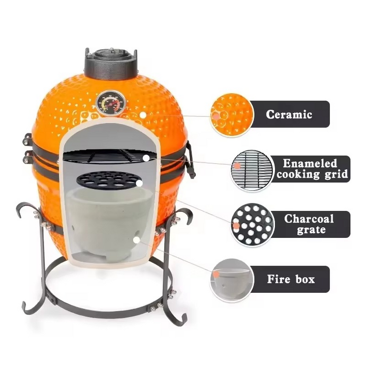 Ceramic Charcoal Grill 13-Inch Outdoor