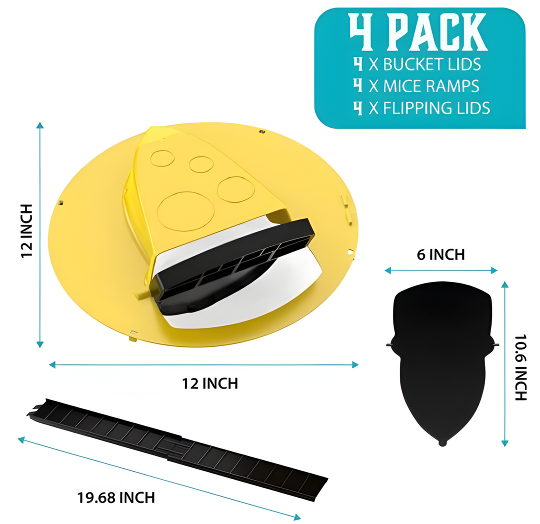 4-Pack Mouse Trap Bucket Lid Plastic Durable