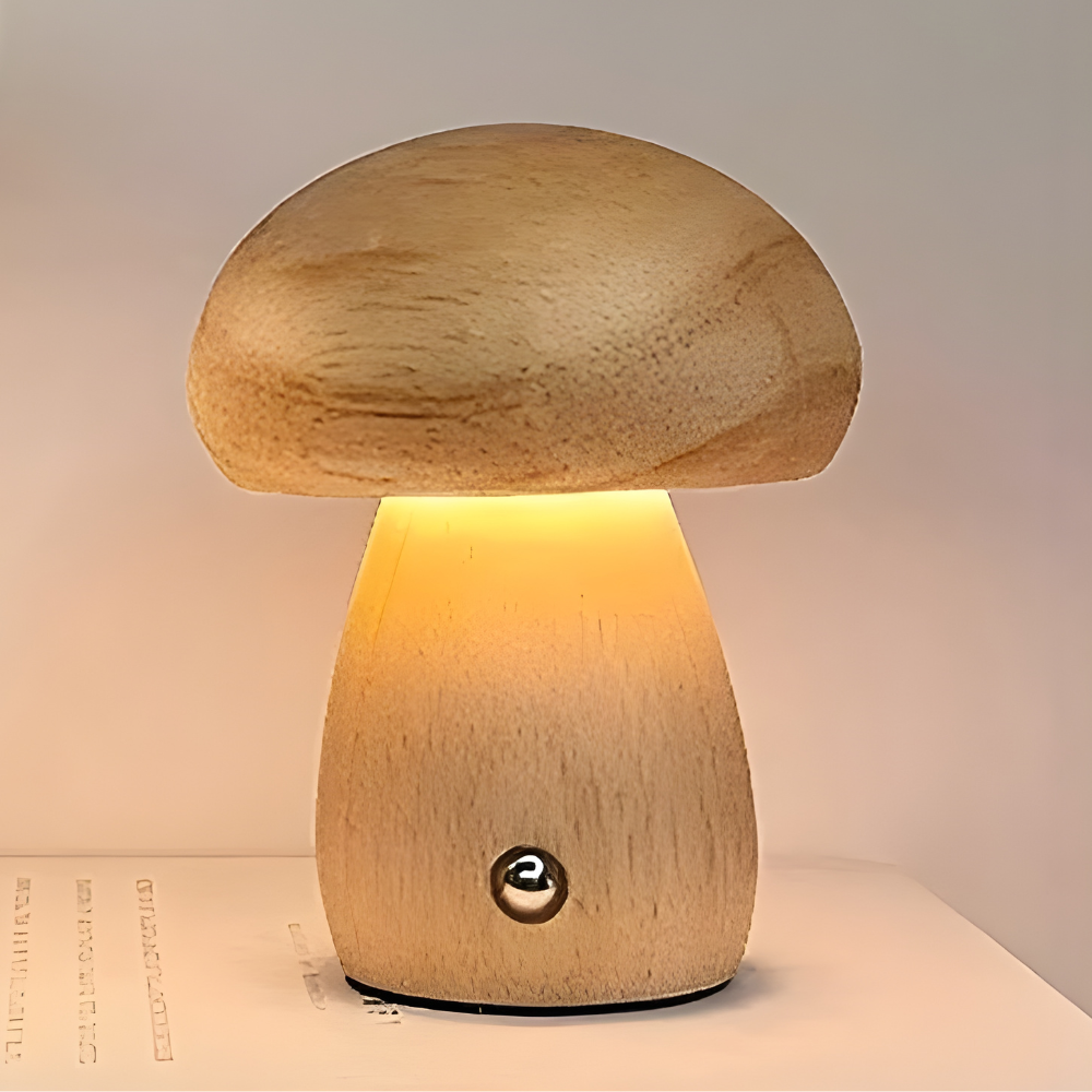 Wooden Table Lamp Mushroom Shape