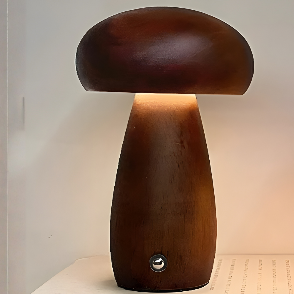 Wooden Table Lamp Mushroom Shape - Lenila