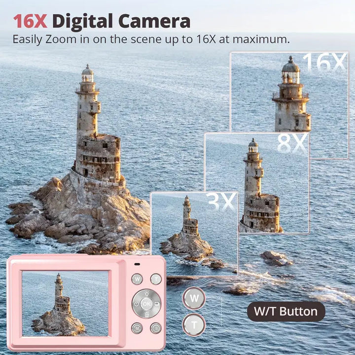 Vintage digital camera with 1080p and 32 GB SD card video recording - Lightweight and portable retro photography camera 4
