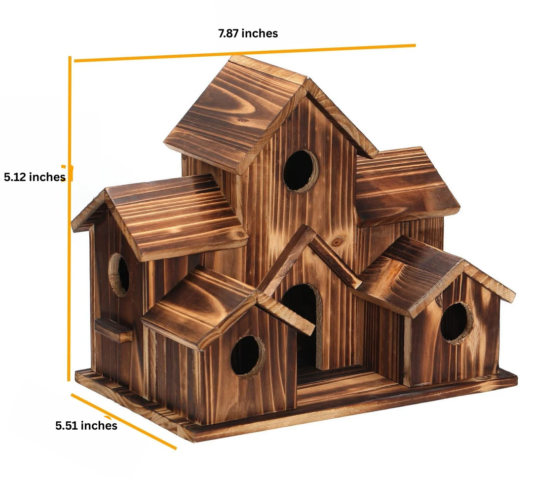 Handcrafted Wooden Birdhouse with Multiple Entry Holes