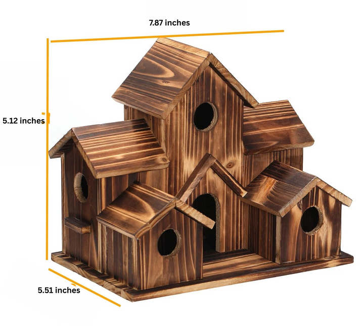 Handcrafted Wooden Birdhouse with Multiple Entry Holes