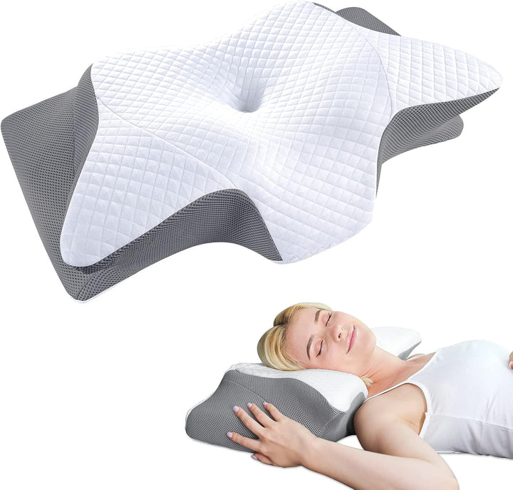 Orthopedic Memory Foam Neck Pillow Contoured Support Washable Cover