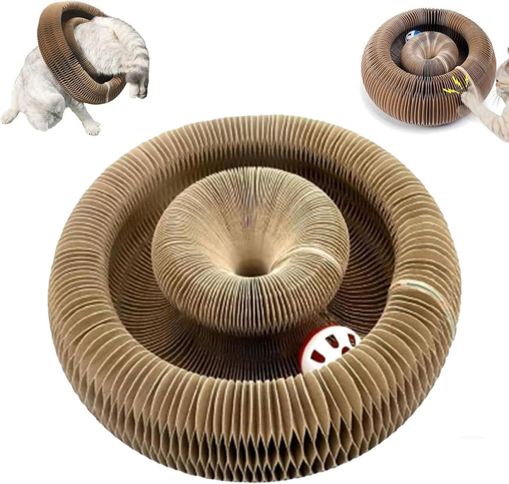 Pet Cat Maze Cardboard Magnetic Foldable with Bell Ball Toy