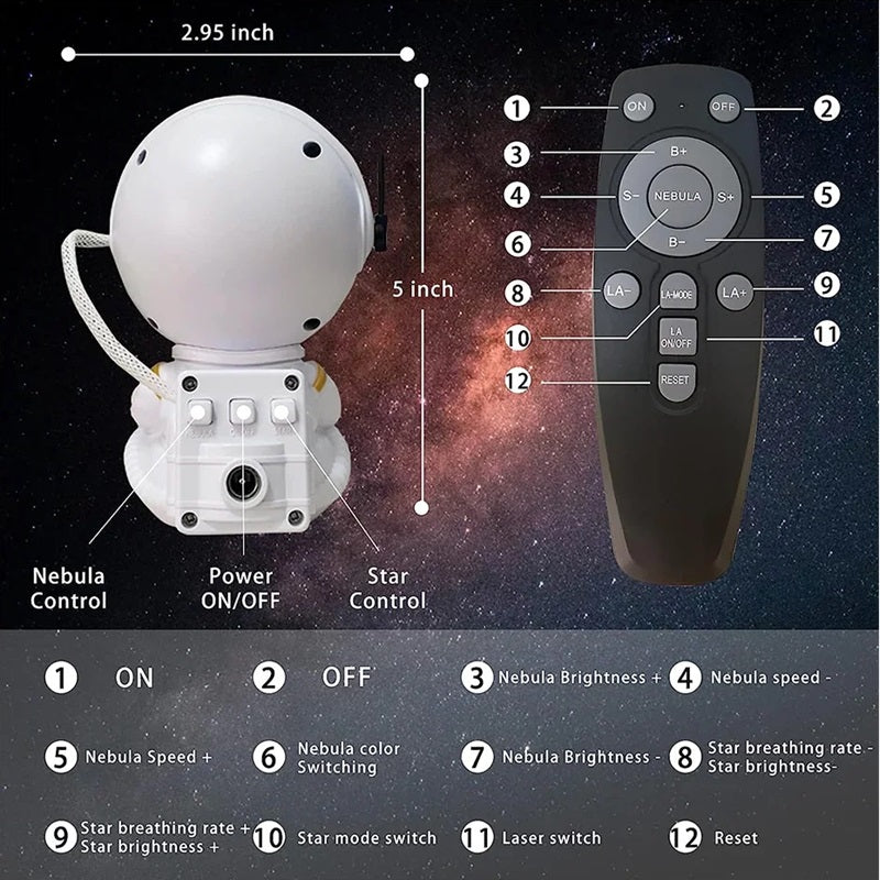 LED Astronaut Galaxy Projector Night