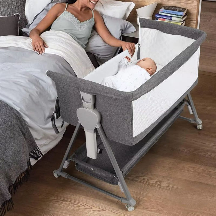 Baby Bassinet with Wheels and Storage Basket