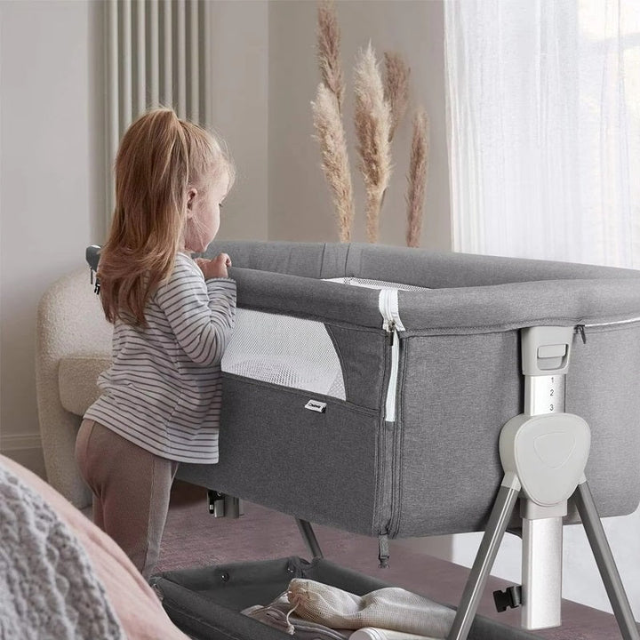 Baby Bassinet with Wheels and Storage Basket