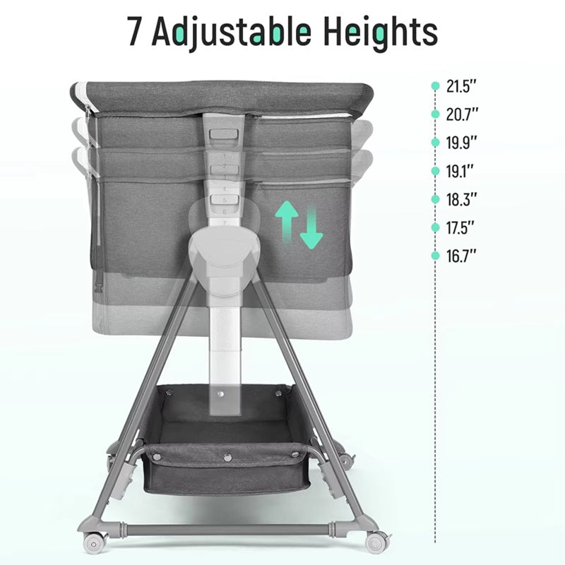 Baby Bassinet with Wheels and Storage Basket