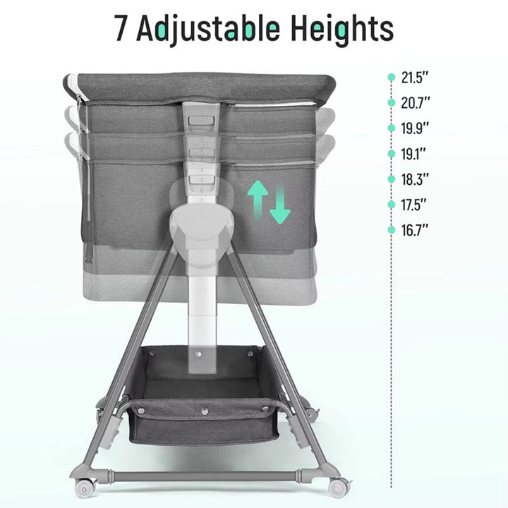 Baby Bassinet with Wheels and Storage Basket