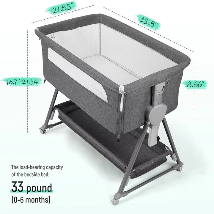 Baby Bassinet with Wheels and Storage Basket