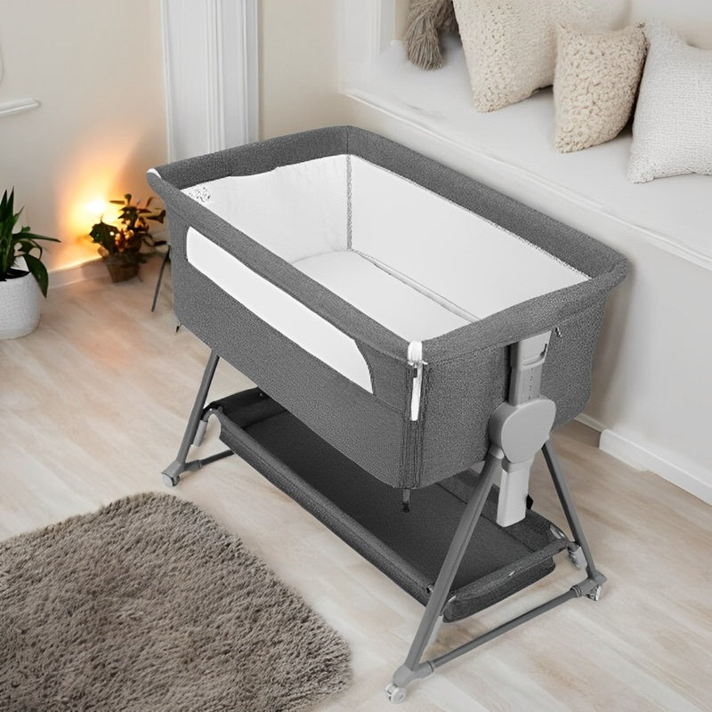 Unisex Baby Bassinet with Wheels and Storage Basket - Lenila