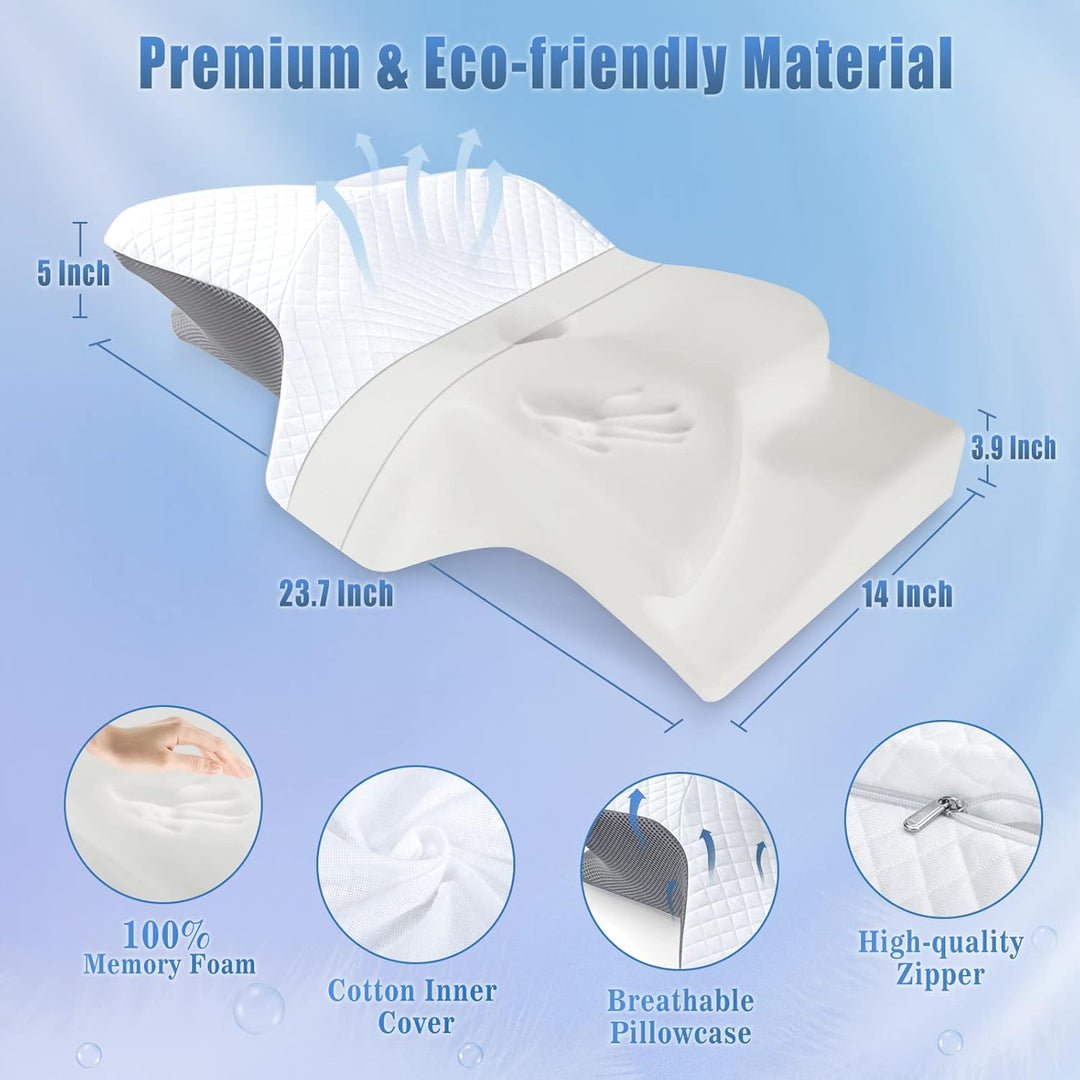 Orthopedic Memory Foam Neck Pillow Contoured Support Washable Cover