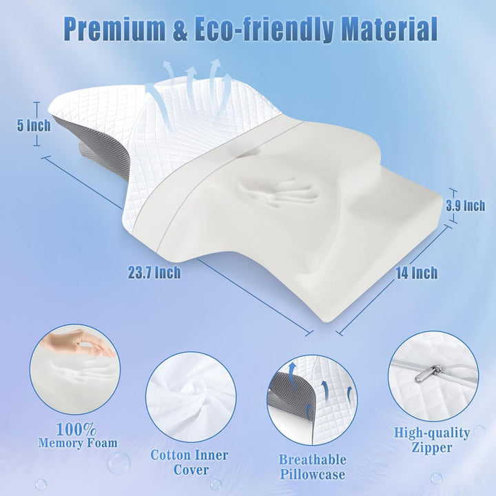 Orthopedic Memory Foam Neck Pillow Contoured Support Washable Cover