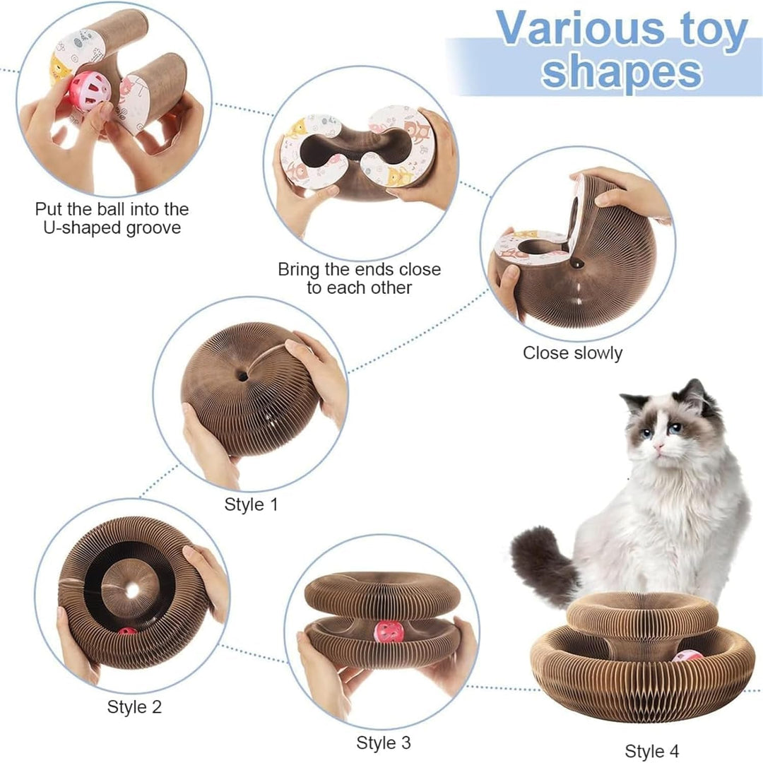 Pet Cat Maze Cardboard Magnetic Foldable with Bell Ball Toy