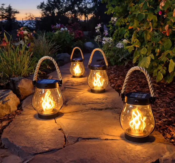 Solar Flame with Automatic Dusk Sensor Waterproof Flickering Effect