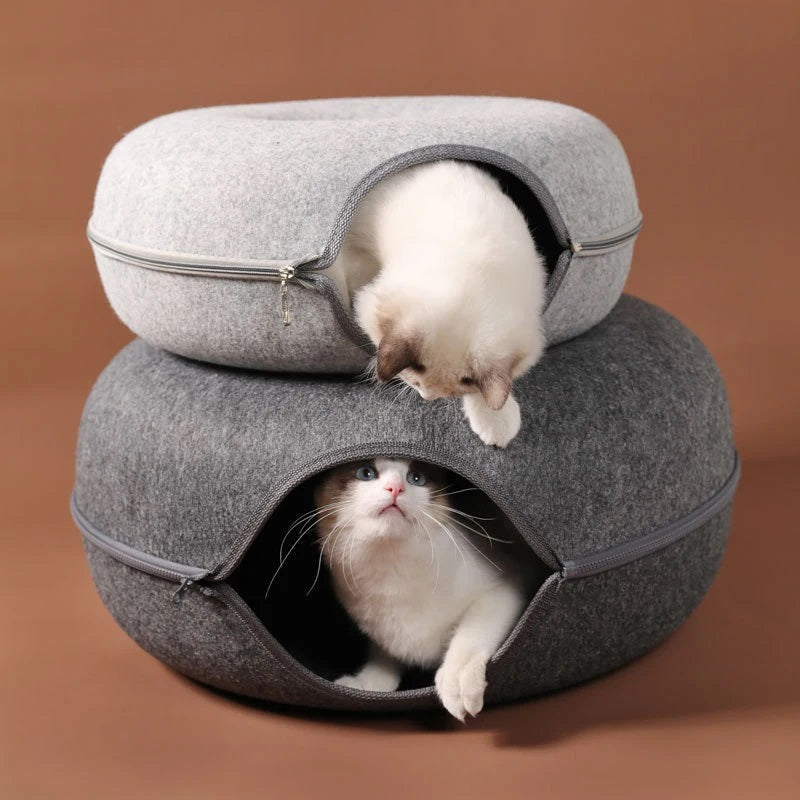 Pet Interactive Cat Cave Donut Shape Plush
