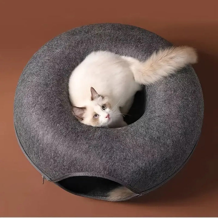 Pet Interactive Cat Cave Donut Shape Plush