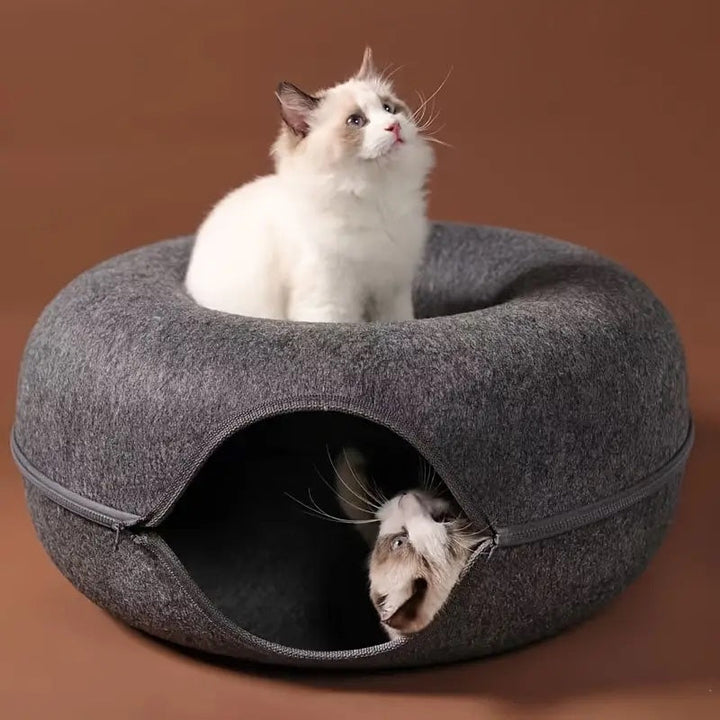 Pet Interactive Cat Cave Donut Shape Plush